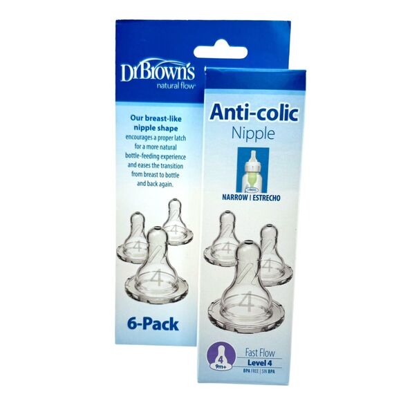 Dr. Brown's Original Nipple Level 4 9m+ Fast-Flow Feeding System 6-count NEW - Picture 1 of 7